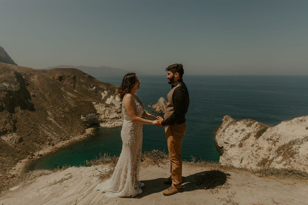 Wedding ceremony on Santa Cruz island.
